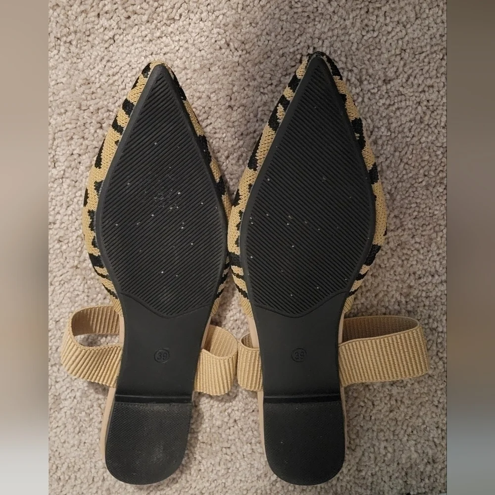 Cuccoo Leopard Pattern Knit Point Toe Mules - Shein